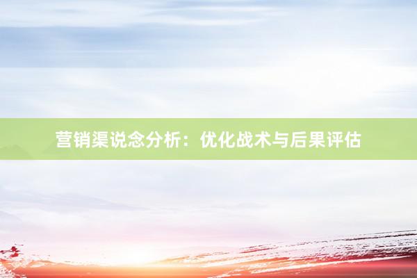 营销渠说念分析：优化战术与后果评估
